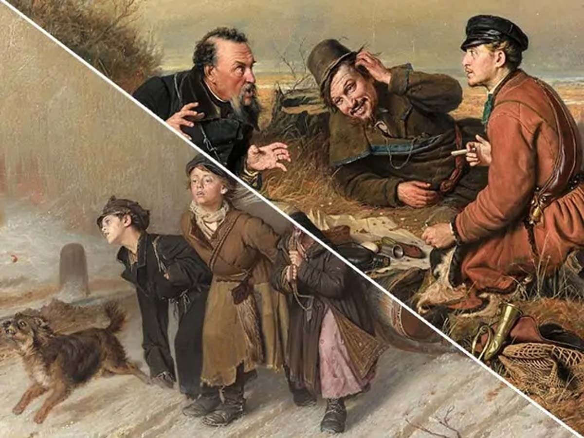 Картины «Тройка» и «Охотники на привале»