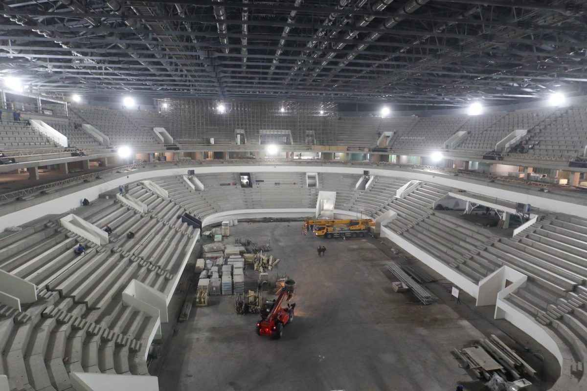    Завершен монтаж оснований двух тренировочных арен Ледового дворца на Стрелке в Нижнем Новгороде