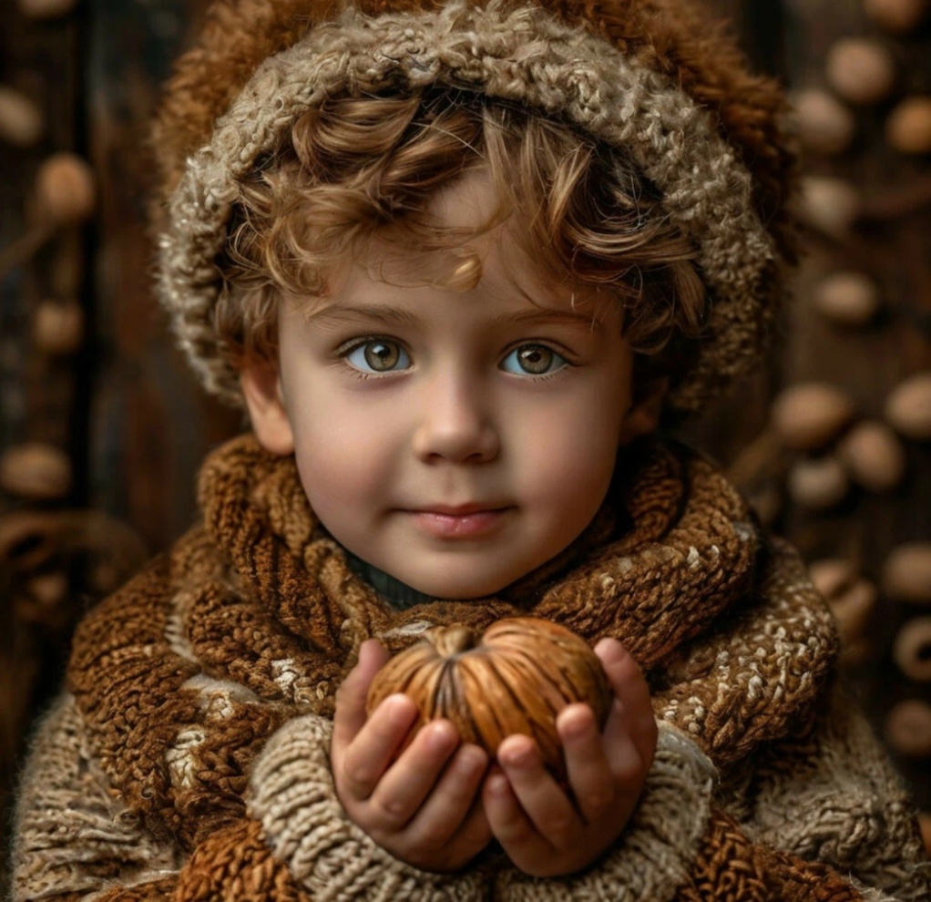 Мальчик Вова с орешком