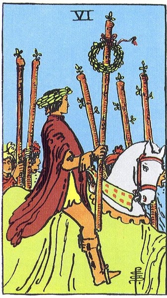 Шестёрка Жезлов «Таро Райдера-Уэйта»