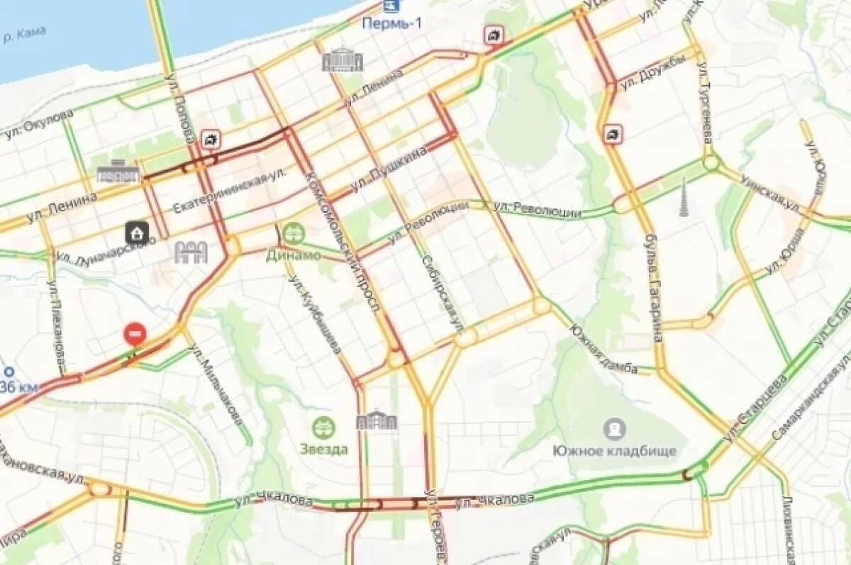    9-балльные пробки зафиксировали в Перми вечером 28 января