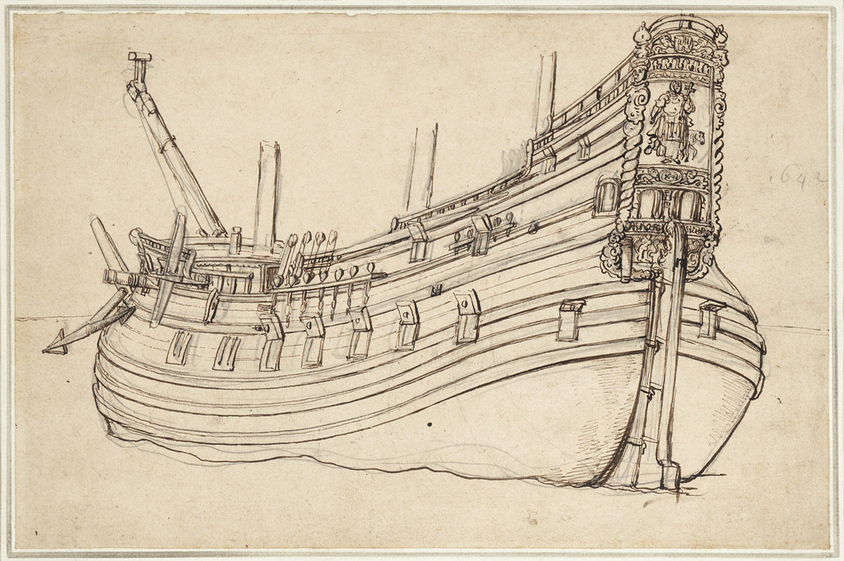 Голландский флейт 1642 года. Velde, Willem van de, the Elder. PAH1712. National Maritime Museum, Greenwich, London.