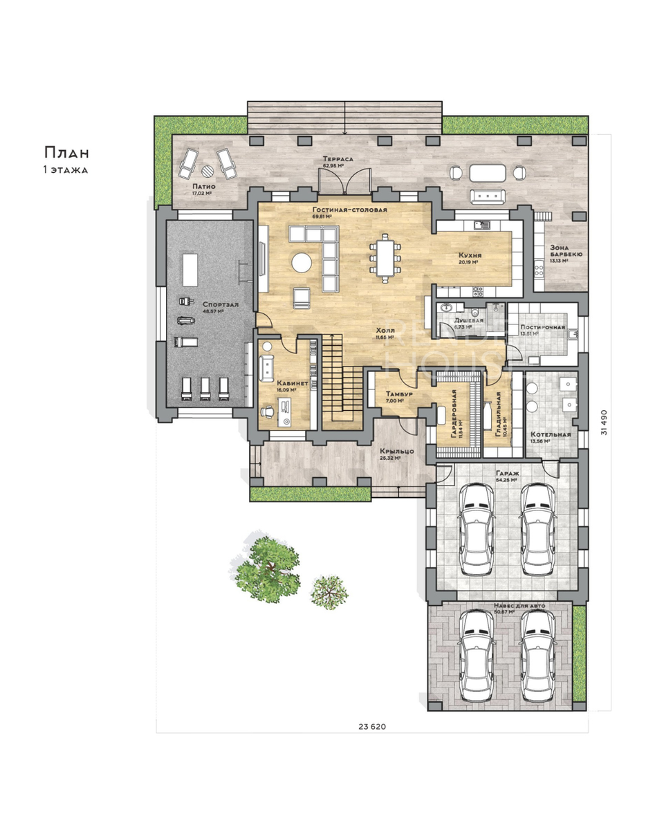 Планировка 1 этажа