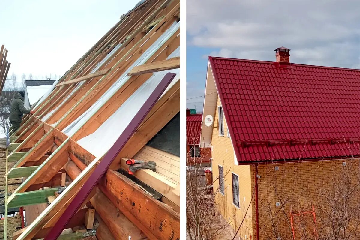 Зимний монтаж кровли. Изображение с сайта favor-group.ru