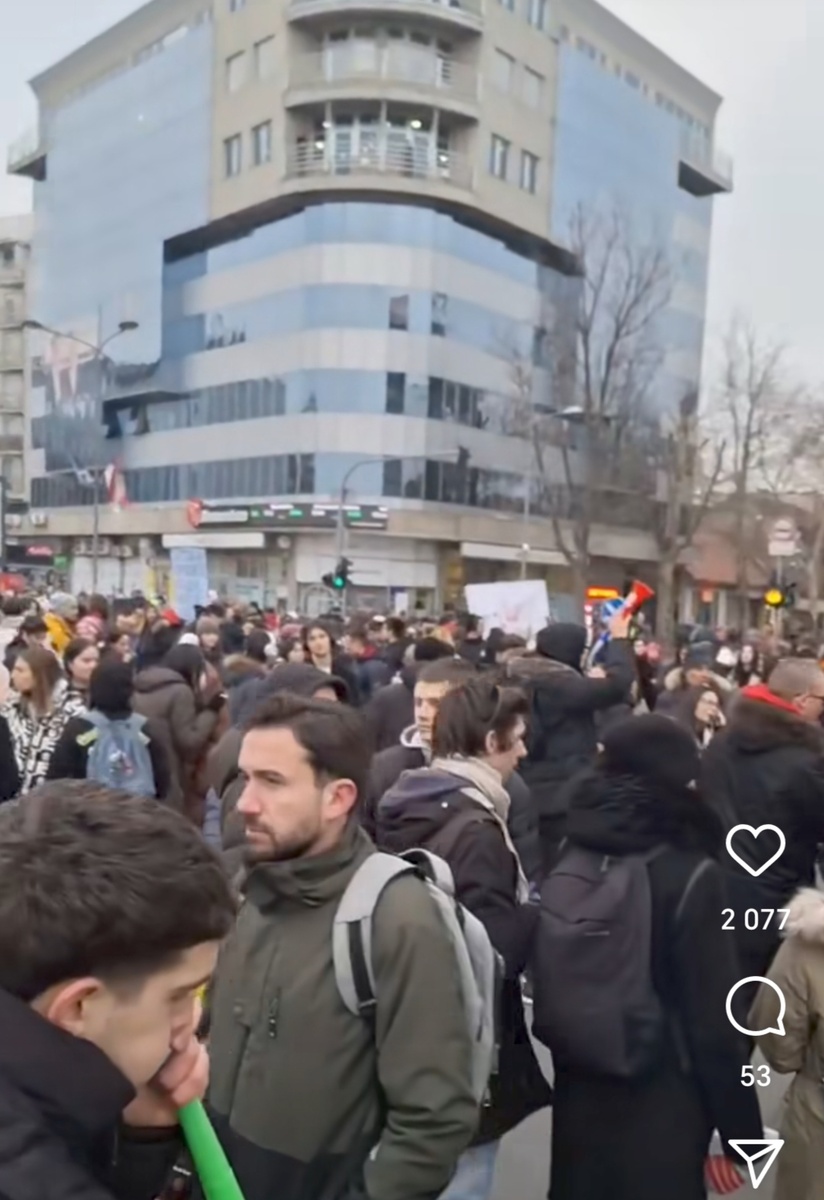 Протесты в Нови Саде, как будто студентов.