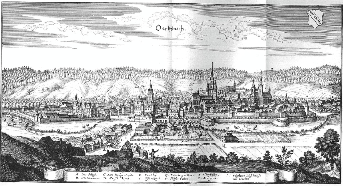 Ансбах в XVII веке, гравюра Маттеуса Мериана старшего, 1656 год 