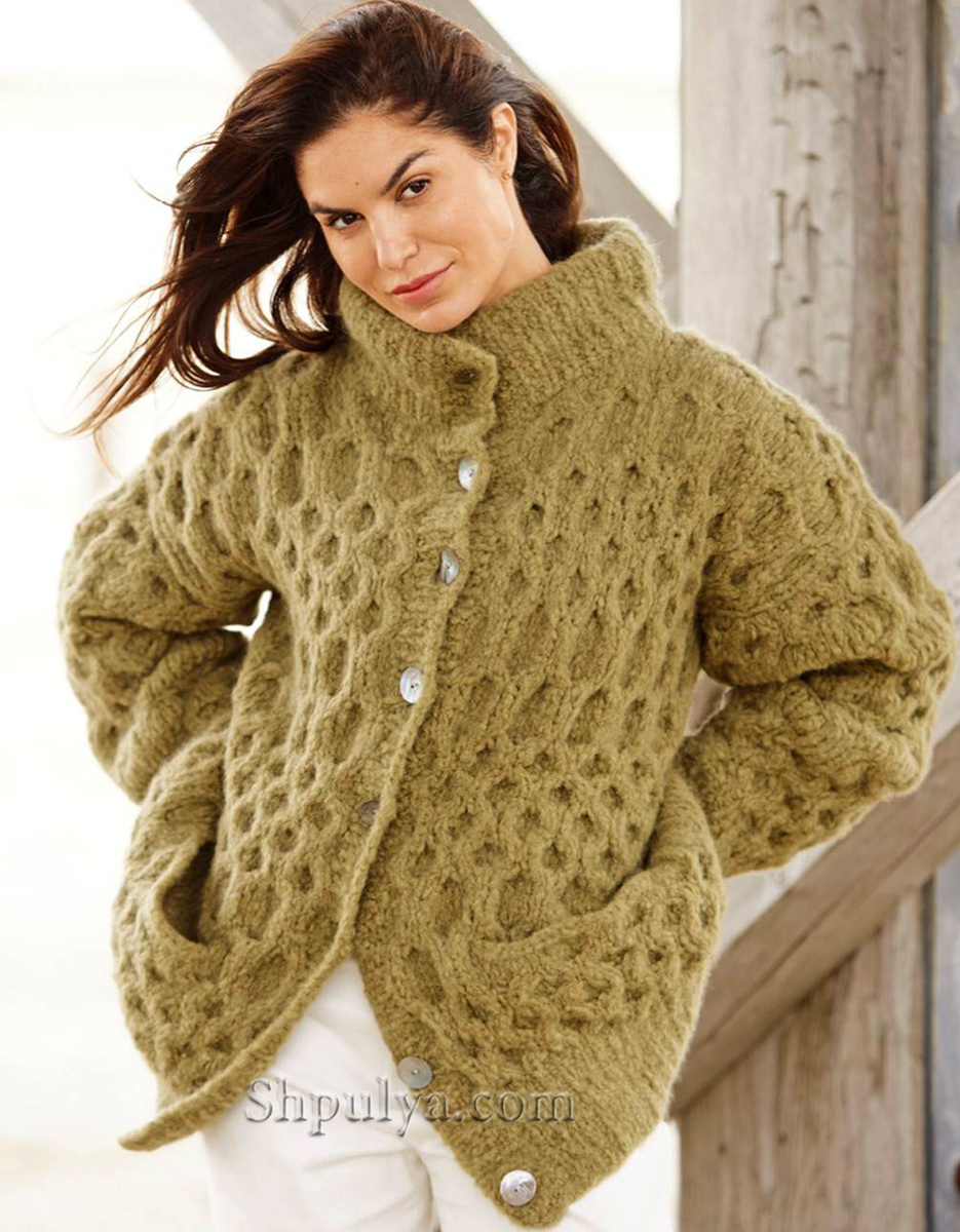 Жакет с узором из «сот» и карманами