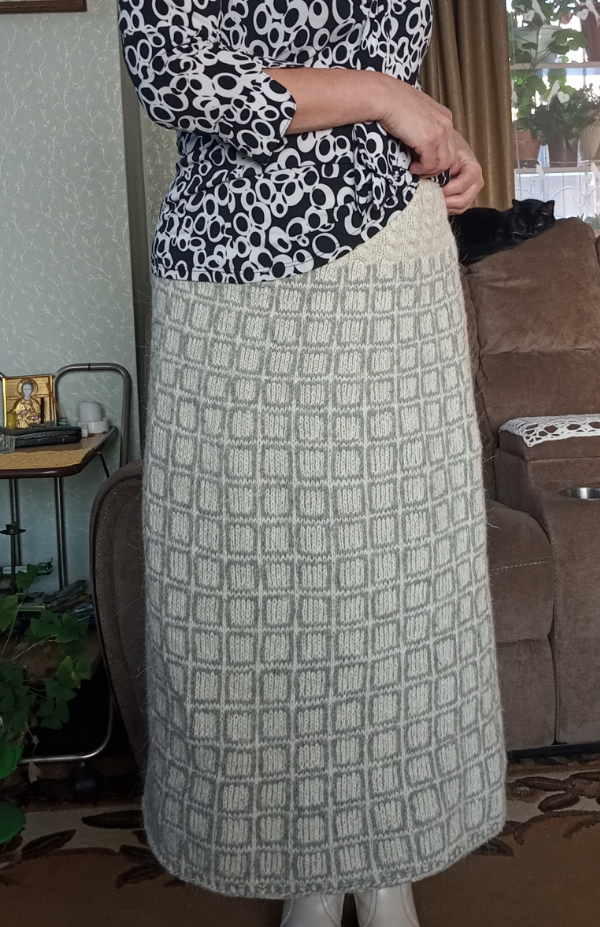 Теплая женская юбка на кокетке   Что придумала - то связала