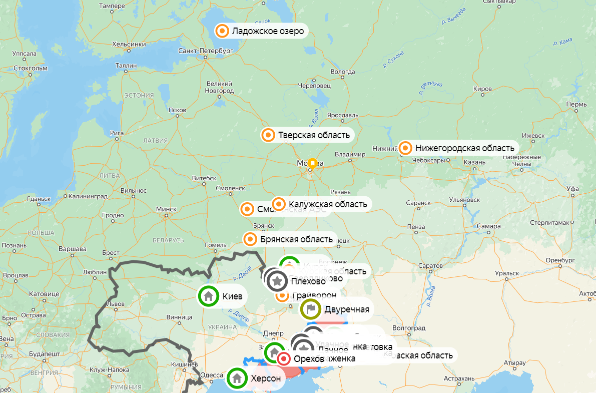 Карта СВО на 29 января. Фото: скриншот Яндекс Карты