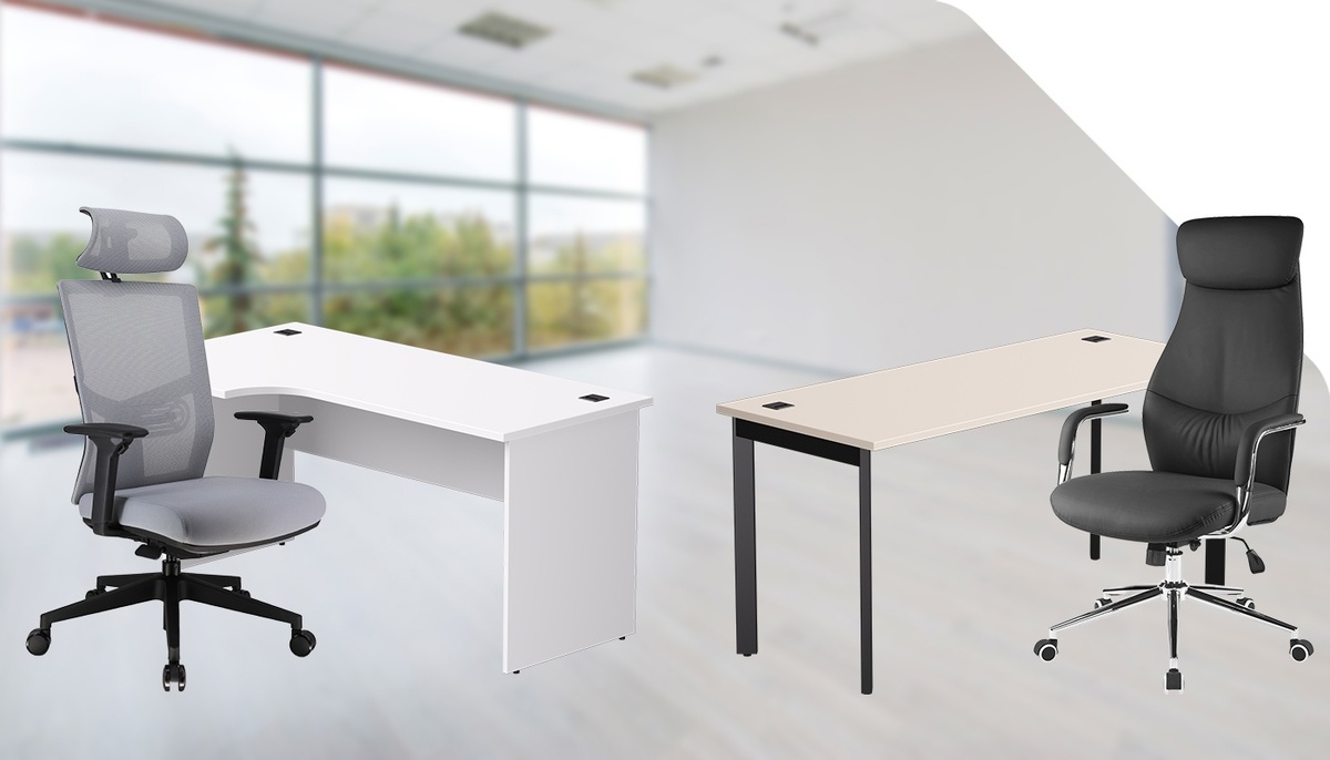 Офисные кресла и столы на любой вкус: удобные эргономичные модели для долгой работы, стильные премиум-кресла для руководителей, компактные решения для переговорных.