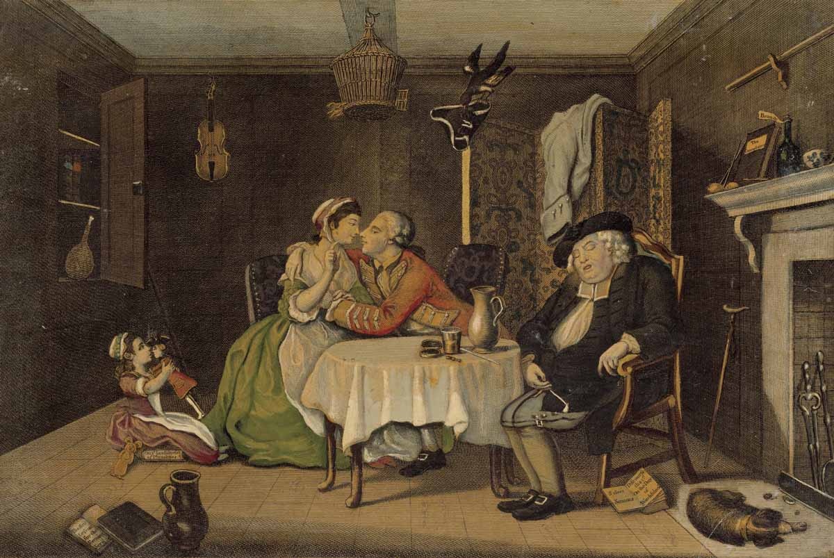 Тихий муж, по рисунку Джона Коллета. Гравюра Джона Джуна, 1768 г.