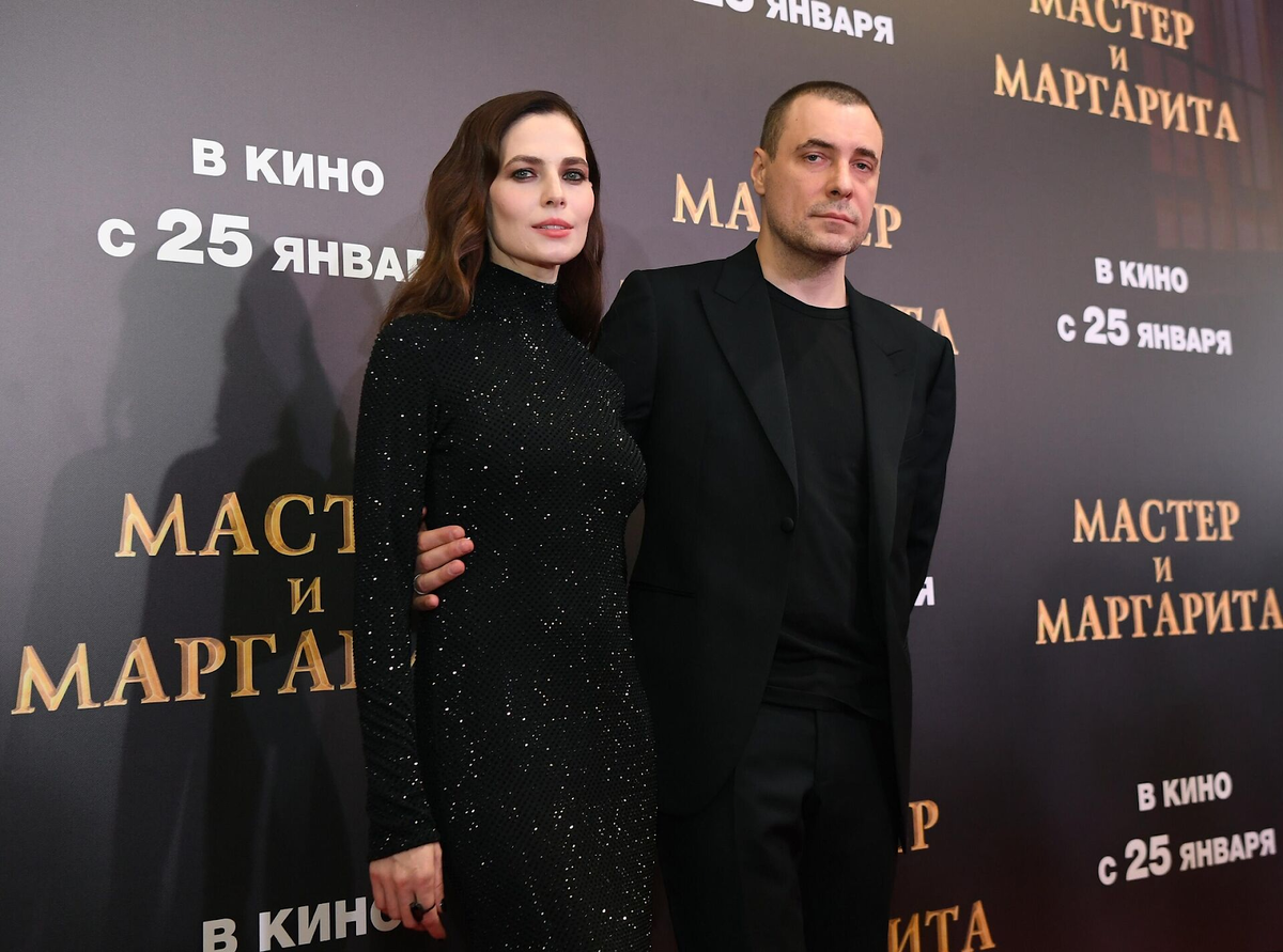 С мужем Евгением Цыгановым на премьере картины «Мастер и Маргарита»