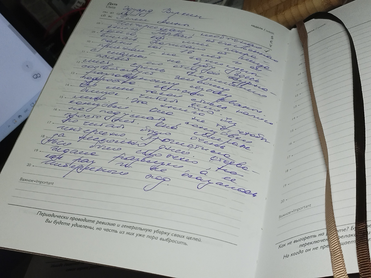 Один из отзывов в моем ежедневнике