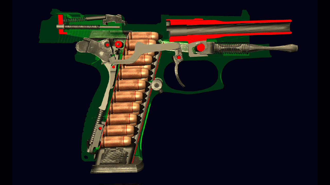 Досылание патрона в патронник  (World of Guns Gun Disassembly)