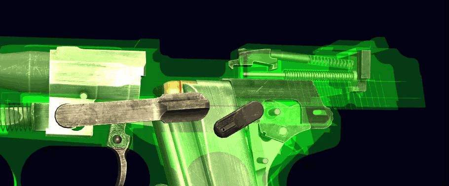 Снятие пистолета с флажка замыкателя (затворной задержки)  (World of Guns Gun Disassembly)