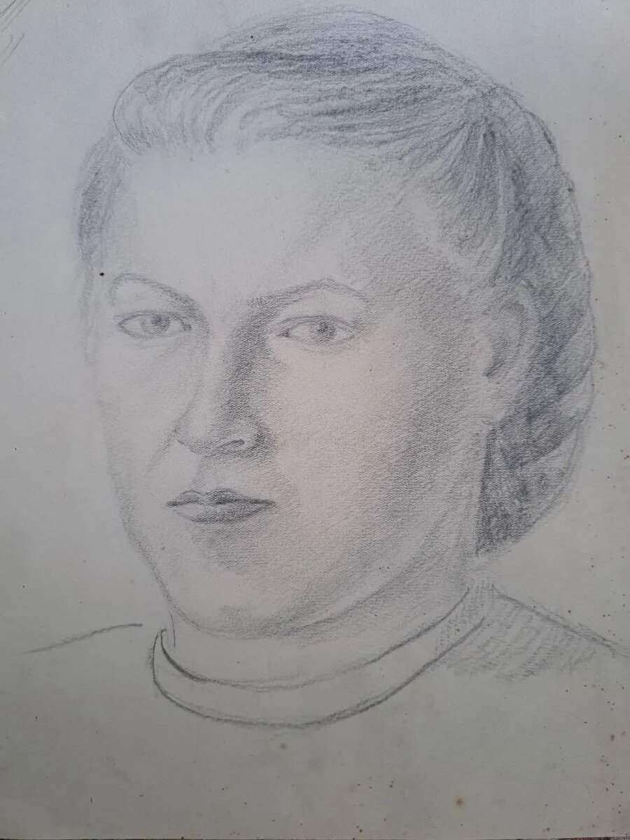 Портрет З.Ф. Ашмариной,  нарисованный бойцом по имени Алексей, 
который после ранения проходил в госпитале лечение