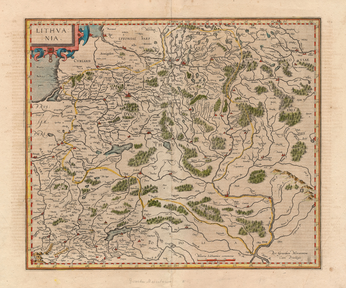Сарматское озеро (Salmatia Lago) на карте Великого княжества Литовского, составленной знаменитым картографом Г. Меркатором в 1595 г. Краткая история Беларусi za apošnija 1000 hod / https://history-belarus.com/pages/download/map_mercator.php