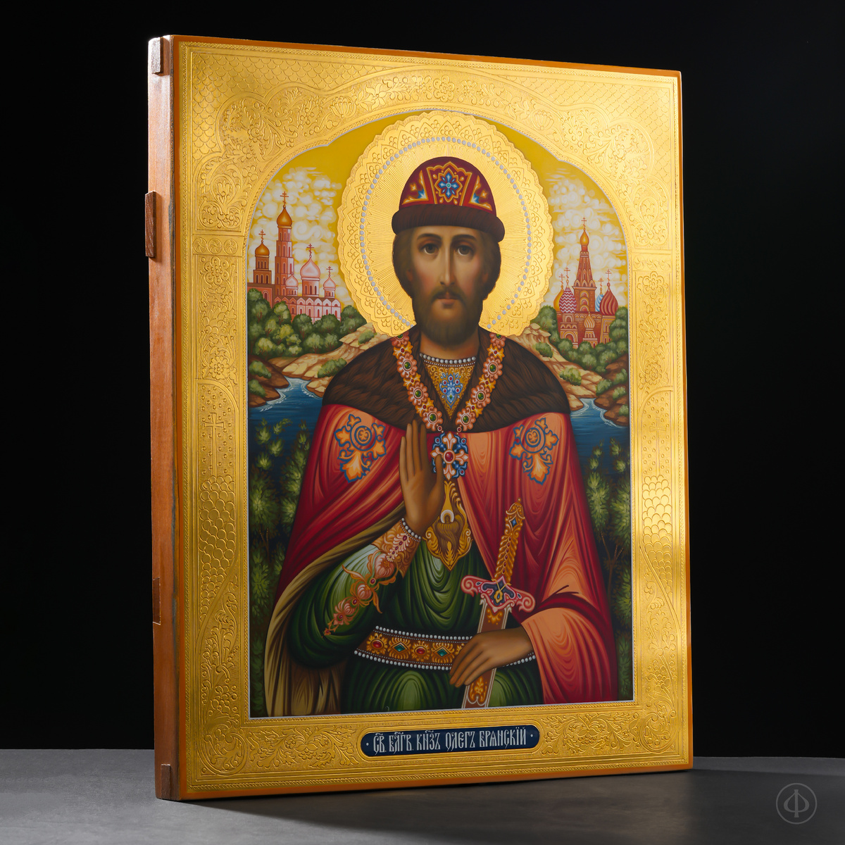 Икона ручной работы - Князь Олег Брянский (поясная)