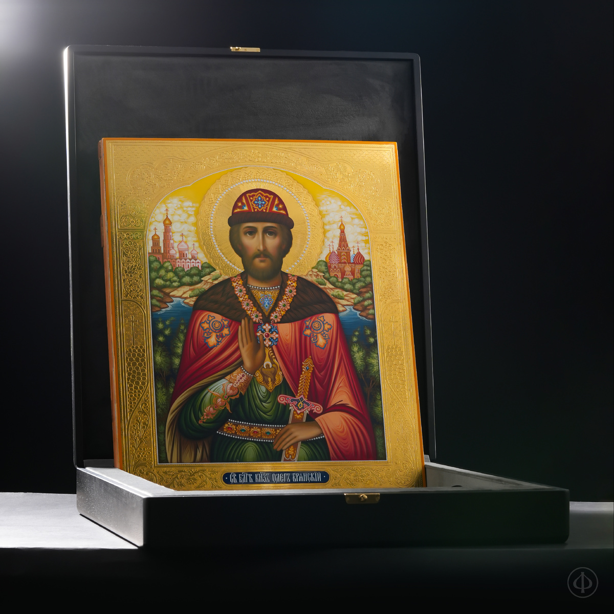 Икона ручной работы - Князь Олег Брянский (поясная)