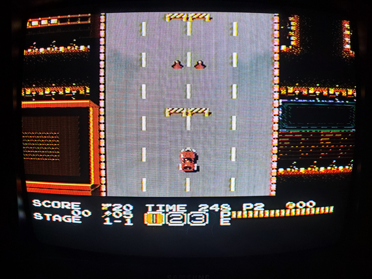 Фото сделаны мной. На фото игра "Gun-Dec". Оригинал игры "Vice: Project Doom" был разработан Aicom и издан Sammy Corporation в 1991г. для NES. Фото демонстрирует начальную заставку игры, а так же общий визуальный фон игры. Подробнее об этом рассказано в статье. Все материалы принадлежат правообладателям и размещены исключительно в информационных целях.