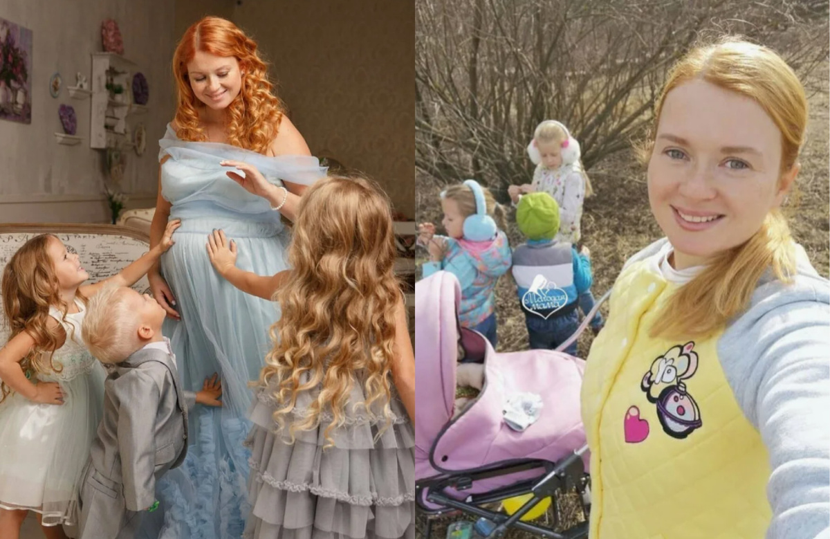 на фото Екатерина Копанова с детьми 