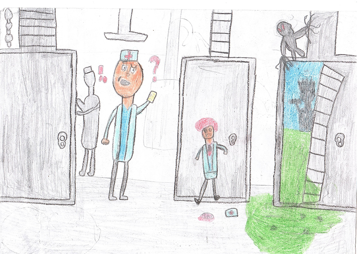 Но спустя мгновения рабочий подходит к задней части капсул, и увидел мертвого работника и взломанную капсулу. Это был симбиот, который готовится к нападению на нового сотрудника!