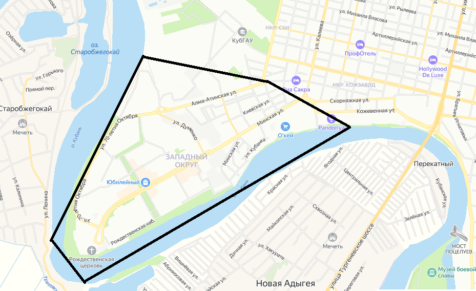 Юбилейный на карте