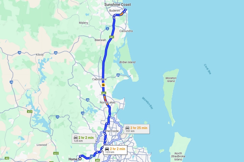 Маршрут от нашего дома до Аквариума "СиЛайф", источник - ГуглМэпс; на время написания статьи расчётное время прибытия к месту - почти два часа, в воскресенье утром Гугл показывал всего 1 ч 40 мин