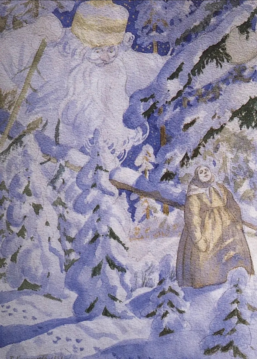 Борис Кустодиев - Смерть Дарьи. Иллюстрация к поэме "Мороз - Красный нос" Н. А. Некрасова