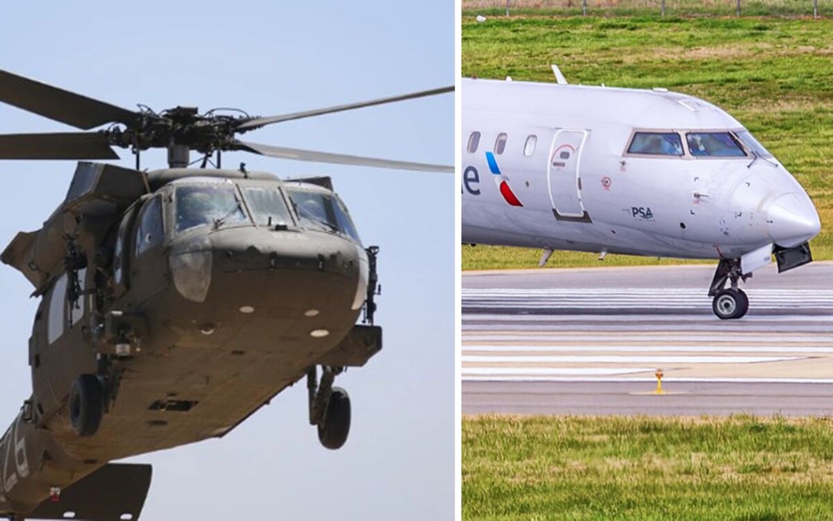    Военный вертолёт Black Hawk и Bombardier CRJ700 / Источник: (cc)