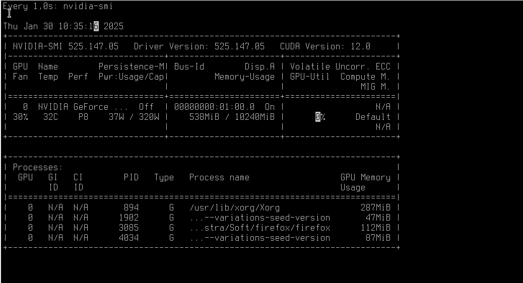 watch -n 1 nvidia-smi