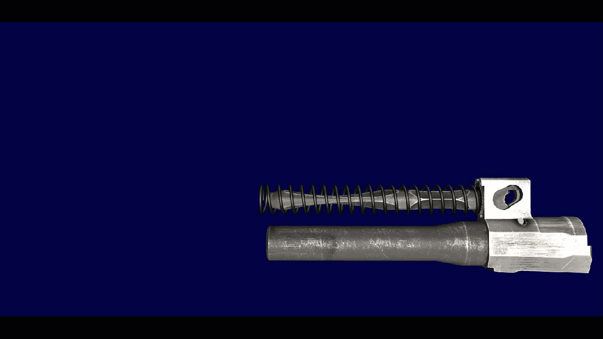 Отсоединение штока и возвратной пружины (World of Guns Gun Disassembly)