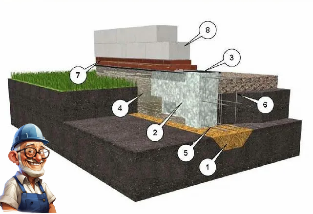 Ленточный фундамент мелкого заглубления. Источник фото: https://clck.ru/3G5wHr 