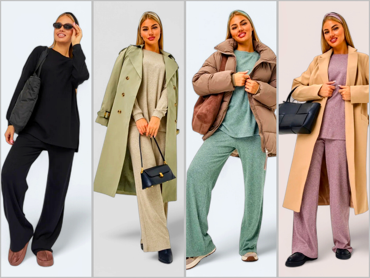 Женские брючные костюмы больших размеров с Wildberries. Костюм теплый плюс сайз лапша трикотажный 