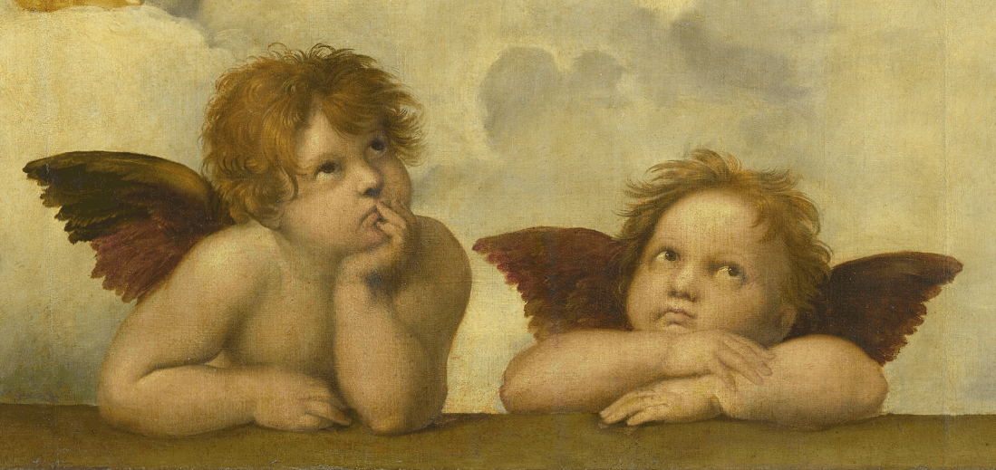 Фрагмент картины «Сиксти́нская Мадо́нна» Рафаэля Санти