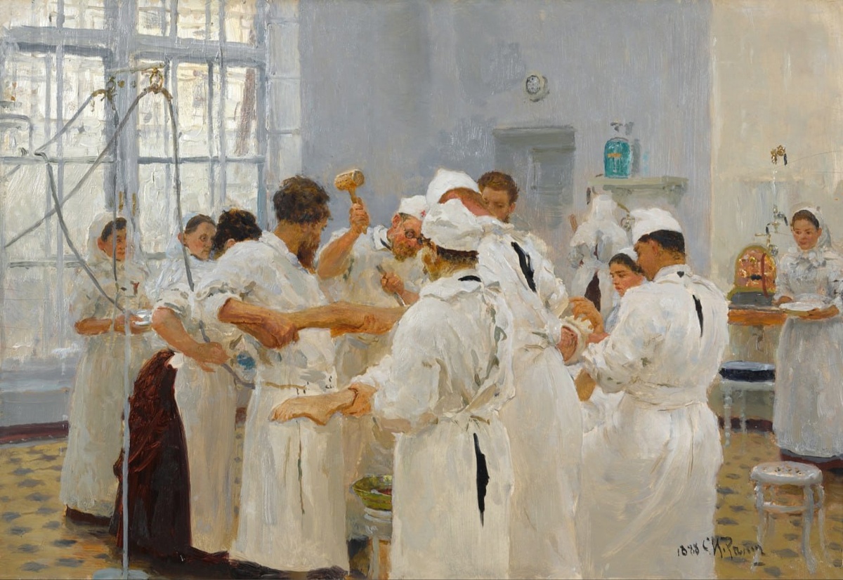 Илья Репин «Хирург Е.В.Павлов в операционном зале», 1888г. 