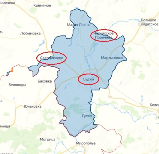   Карта СВО. Территории Курской области находящиеся в оккупации ВСУ, по версии проекта "lostarmour".