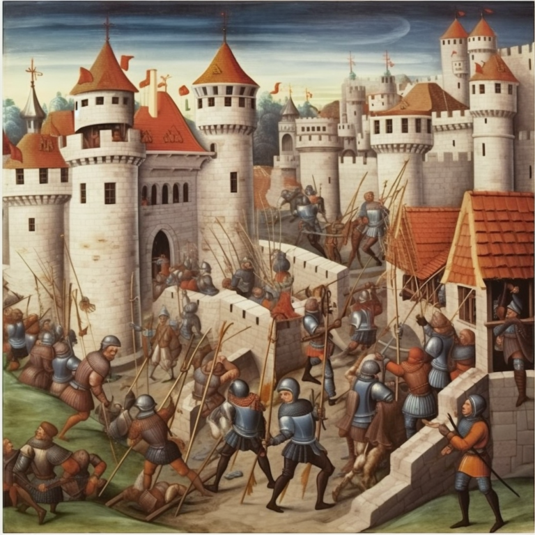 Средневековая миниатюра осада Благая
