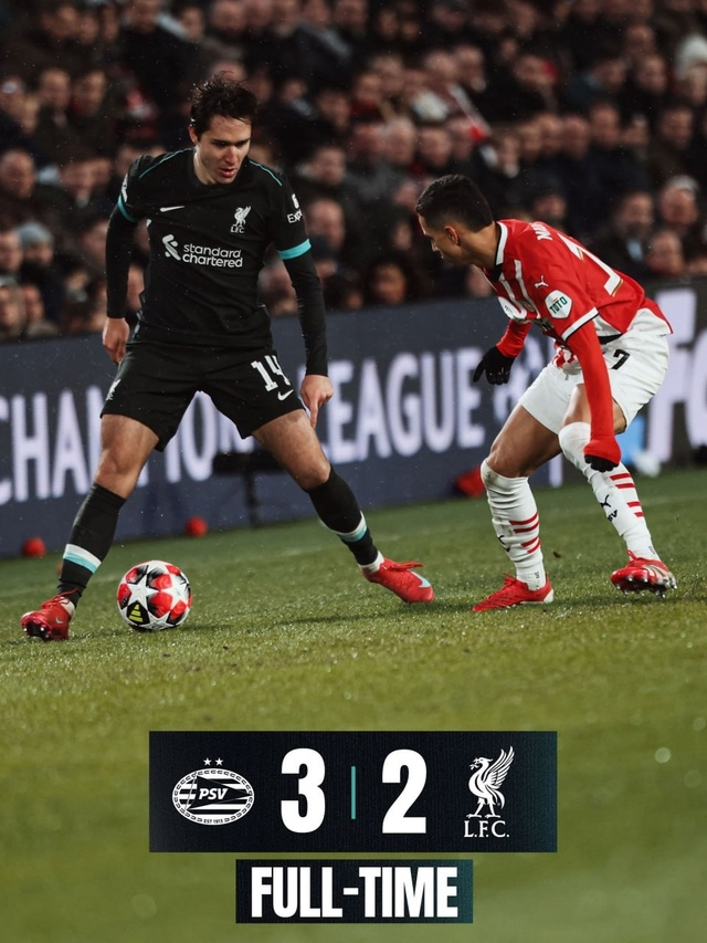 Источник фото https://vk.com/liverpoolfc - результат матча ПСВ - "Ливерпуль" 3:2