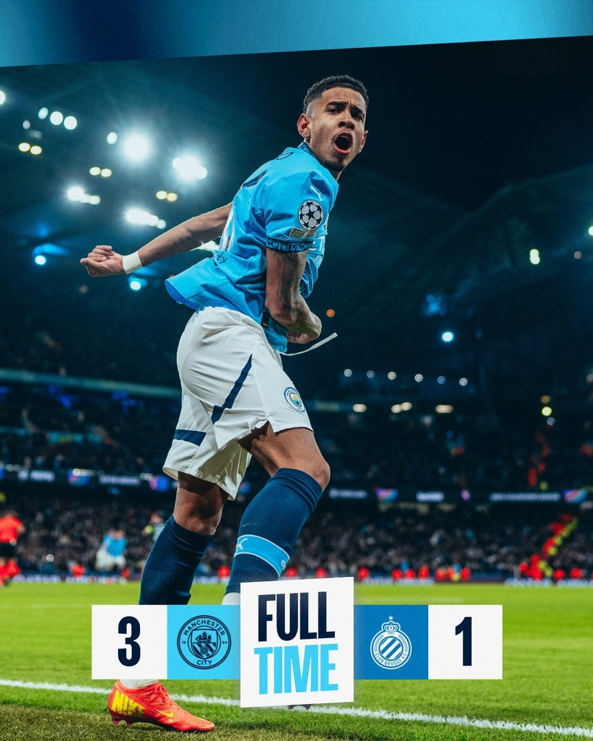 Источник https://vk.com/mancity?from=search - результат матча "Манчестер Сити" - "Брюгги" 3:1