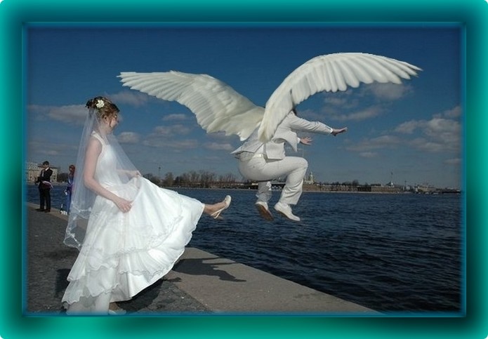 Лишь женщина способна всякого мужчину Окрылить. Пинок под попу - и полёт идёт нормально...