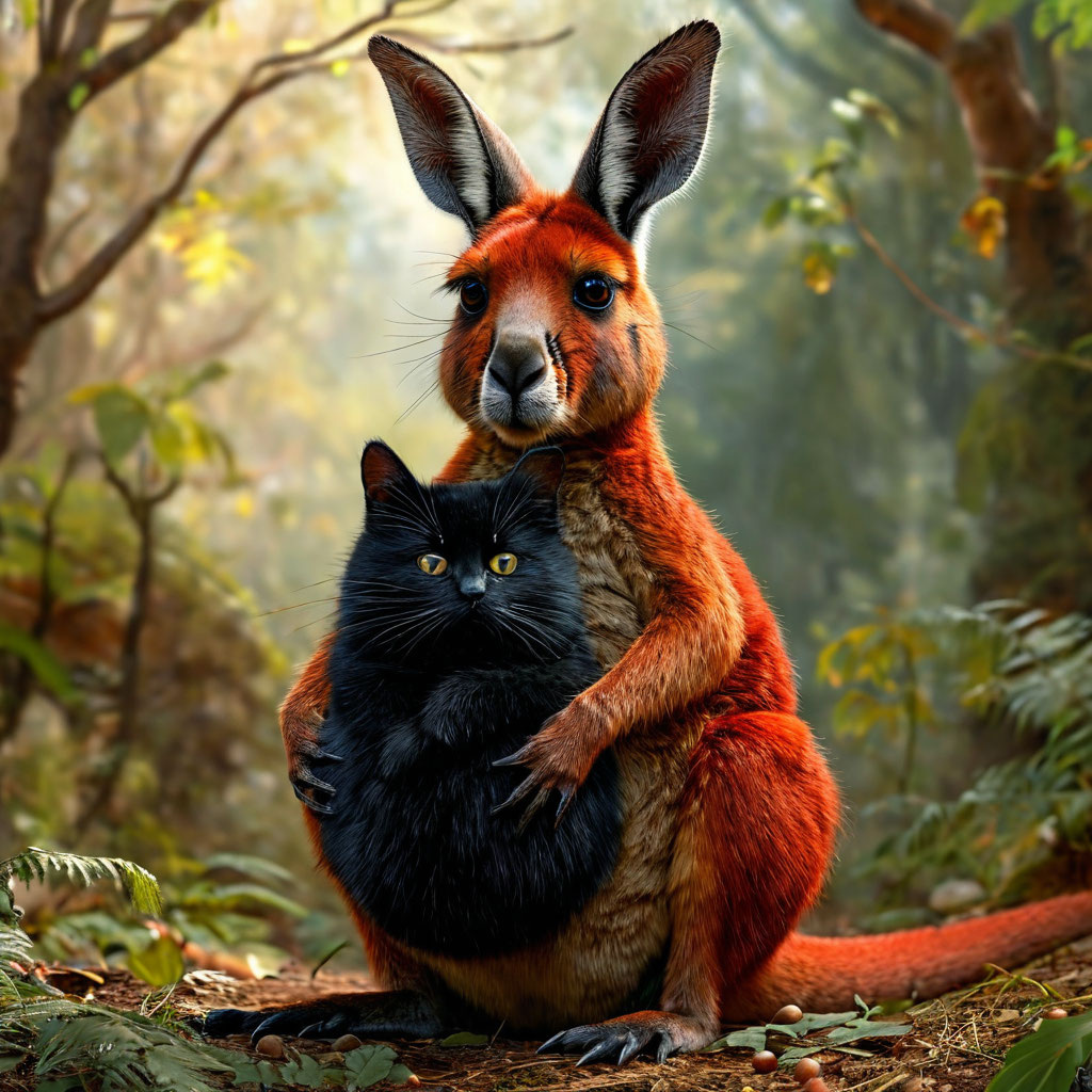 С двадцатой попытки ИИ сделал кошку кошкой, а кенгуру кенгруРОЙ)))) 