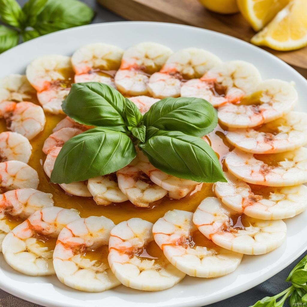 Бананово-креветочная карпаччо с медовым соусом