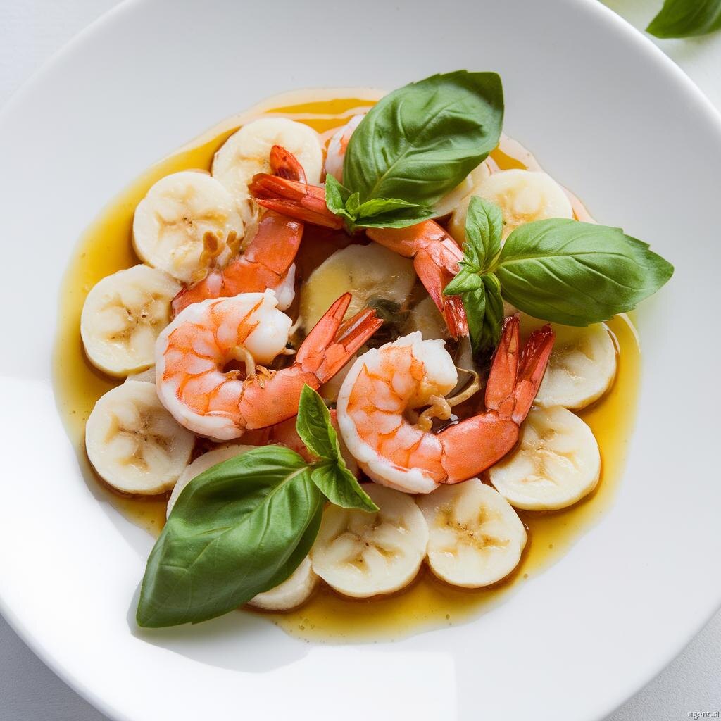 Бананово-креветочная карпаччо с медовым соусом