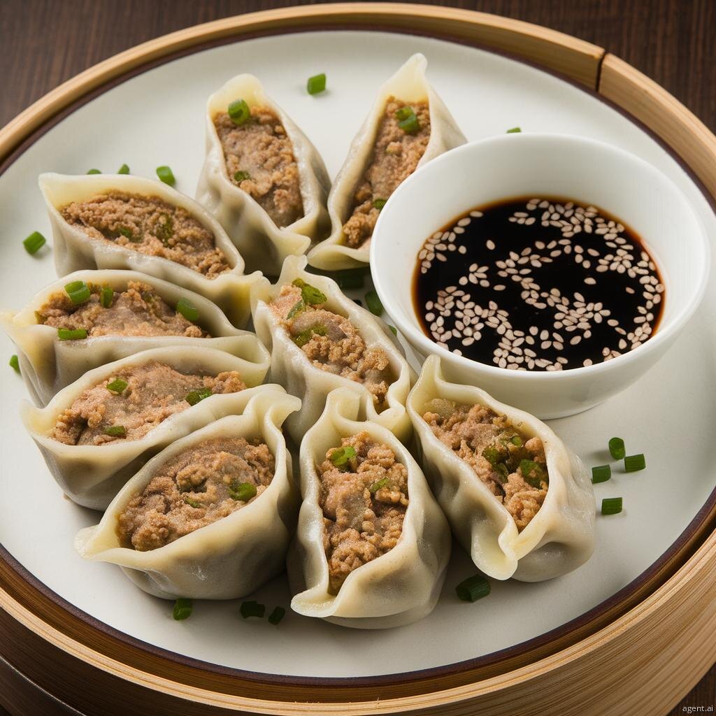 Японские Гёдза с Соусом из Черного Кунжута