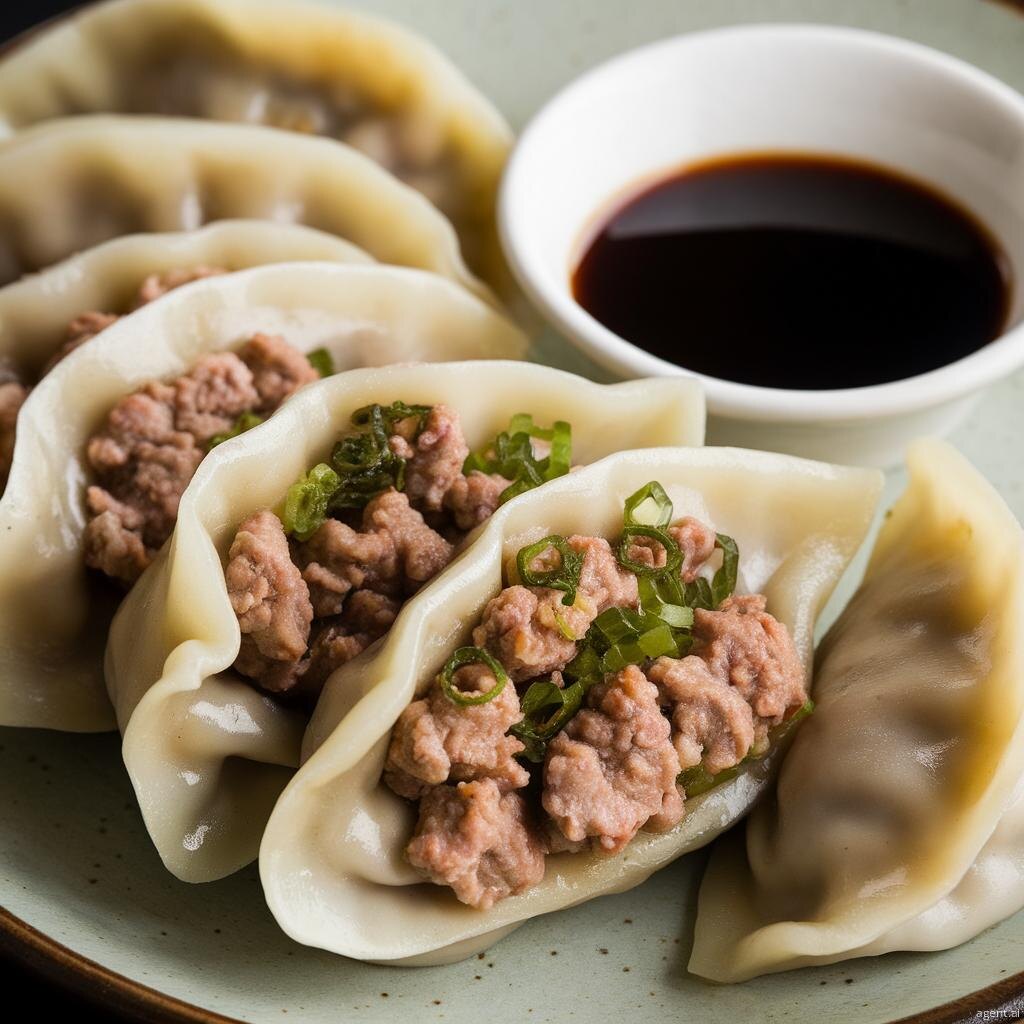 Японские Гёдза с Соусом из Черного Кунжута