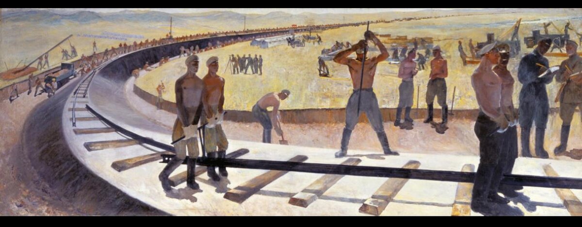 Кузьма Николаев. «Прокладывание железнодорожного пути в Магнитогорске». 1930