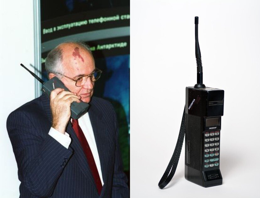 Михаил Горбачев тестирует Nokia Mobira Cityman 900. 1987 год. Фото из открытых источников "Яндекс.Картинки". 