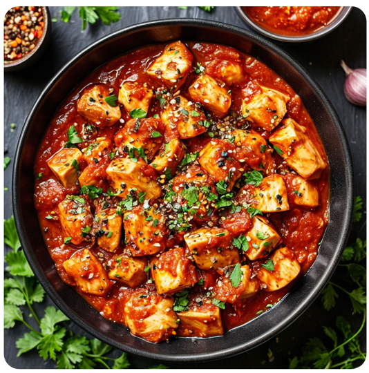 Куриное филе кусочками в томатном соусе с зеленью/МаринадЪ