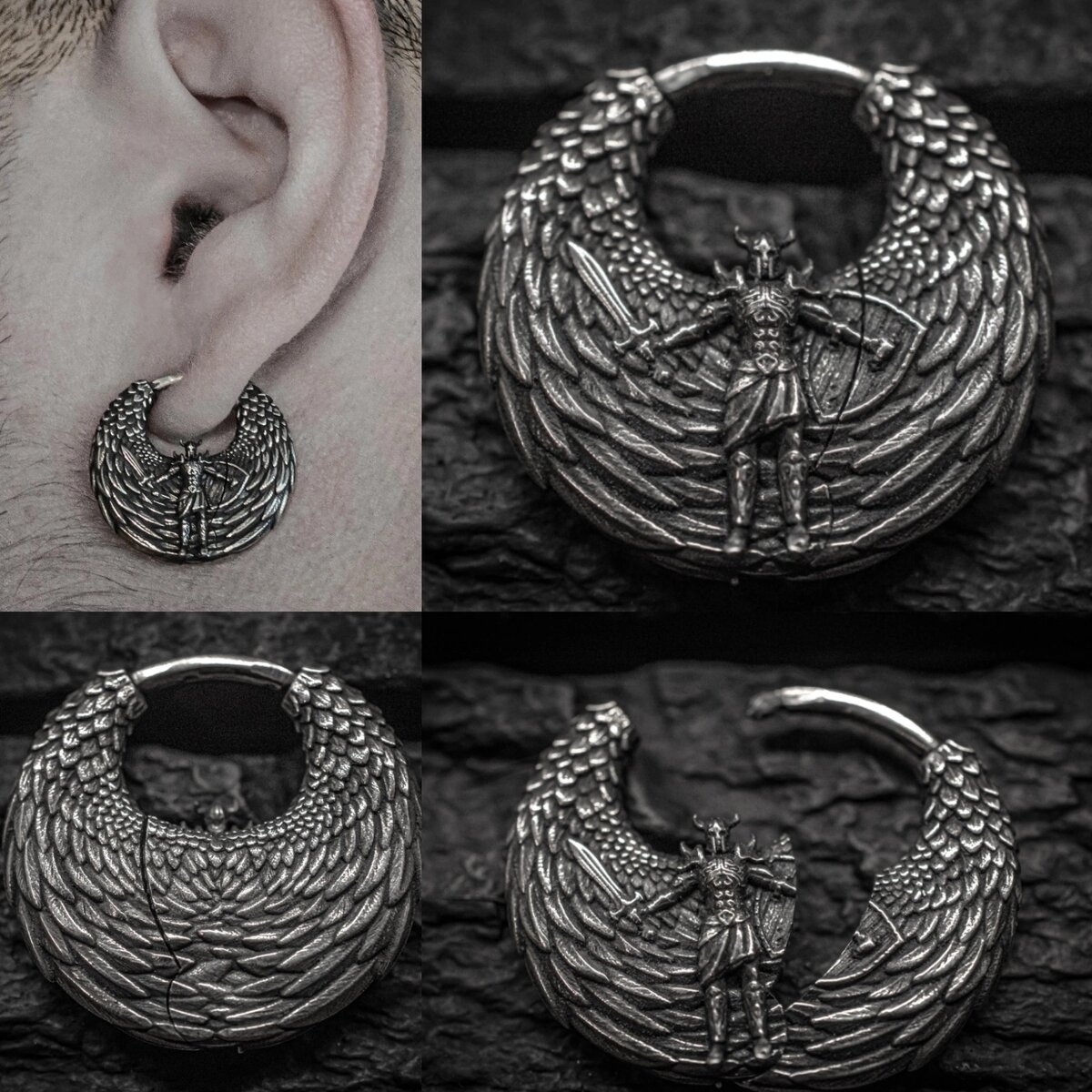 Серьга из белого металла "Архангел"